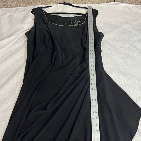 Alex Evenings Black‎ Diamond Rhinestone Trim Dress Sz 24W Women’s Formal Guest - Picture 4 of 10